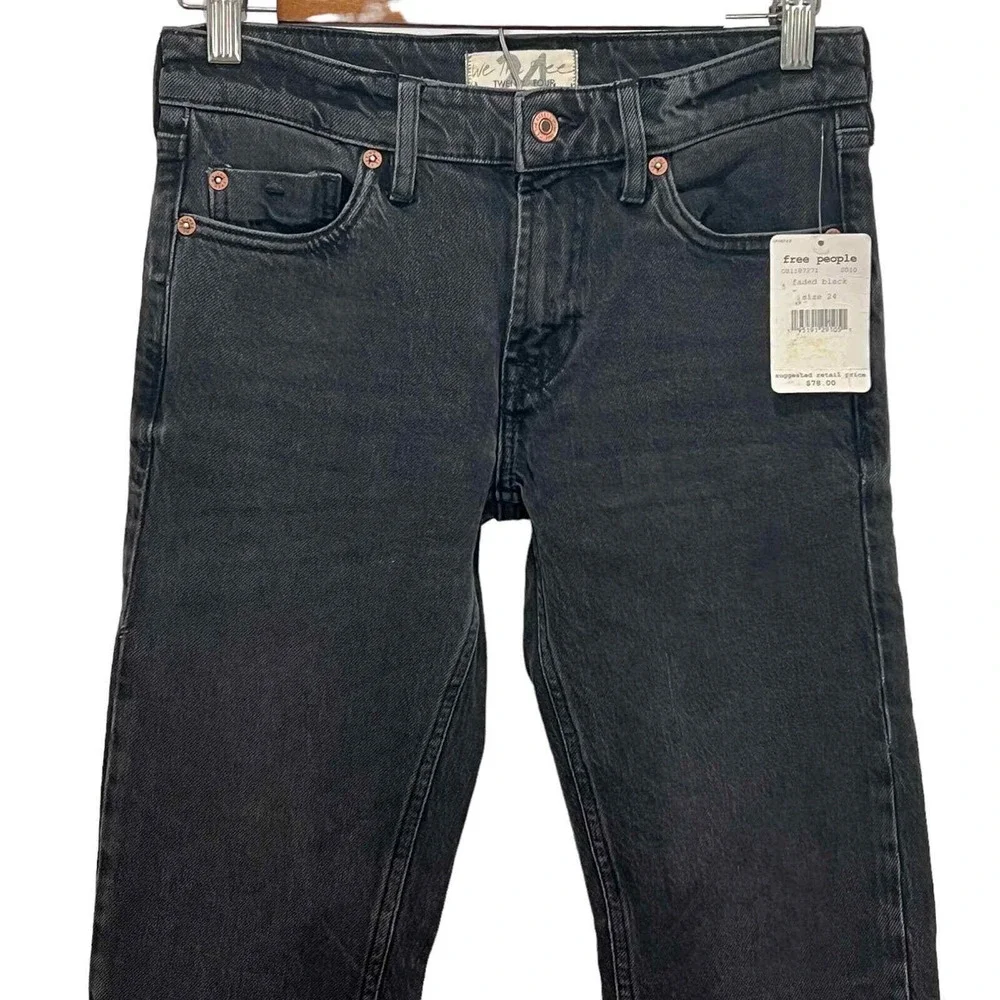 Free People We The Free Faded Black High Rise Skinny Jeans OB1187271 Size 24 NEW